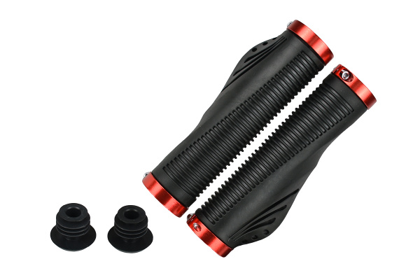 Грипсы MTB VDG8003, 135мм, анатомические,с 2 грипстопами, с рогами, под шестигранник, черно-красные