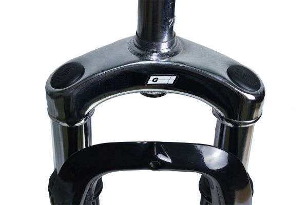 Вилка GRINZ ES 225-2 24"*1" Disc резьбовая, пружина, стальная, черная\белая, 2,3кг