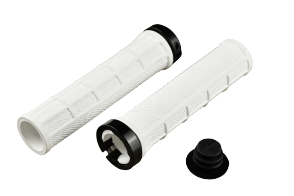 Грипсы MTB HL-G210, 130мм, с грипстопом, под шестигранник, бело-черные